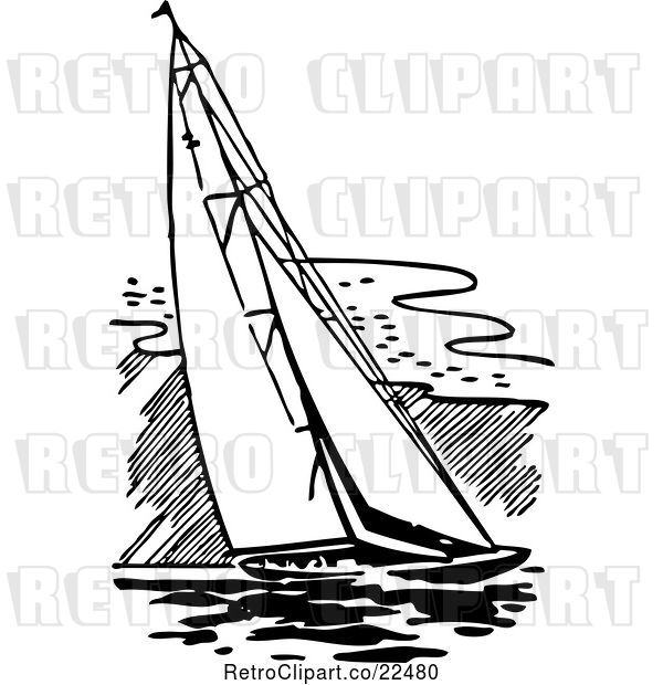 Vector Clip Art of Retro Sailing Boat