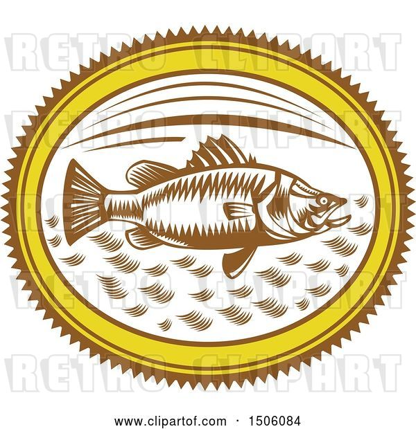 Vector Clip Art of Retro Saltwater Barramundi Fish in an Oval