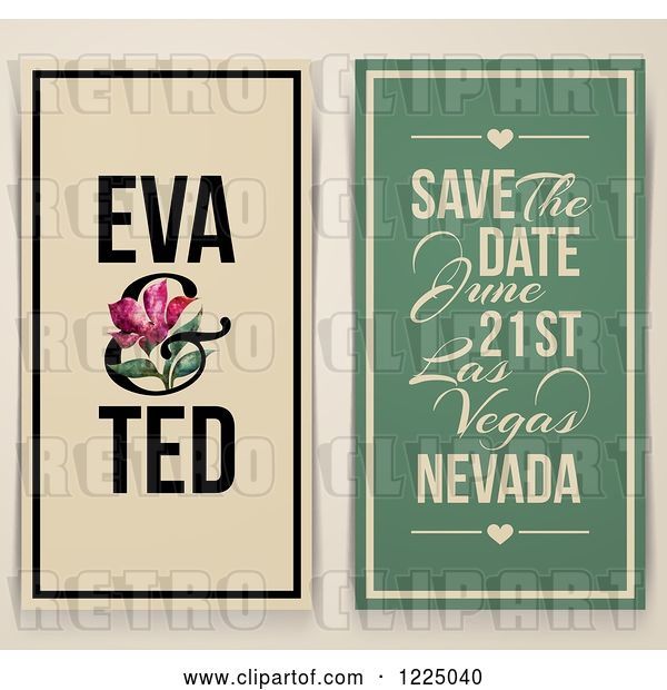 Vector Clip Art of Retro Save the Date with a Pink Tulip and Sample Text
