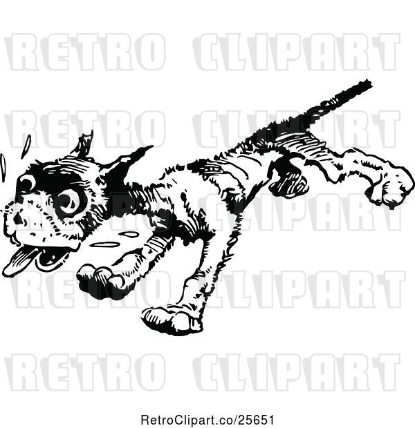 Vector Clip Art of Retro Scared Running Dog