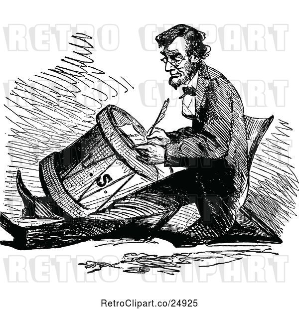 Vector Clip Art of Retro Scene of Abraham Lincoln in Character