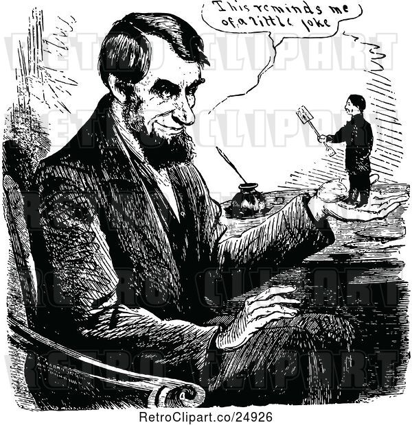 Vector Clip Art of Retro Scene of Abraham Lincoln in Character