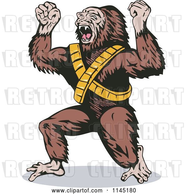 Vector Clip Art of Retro Screaming Gorilla Guy Villain