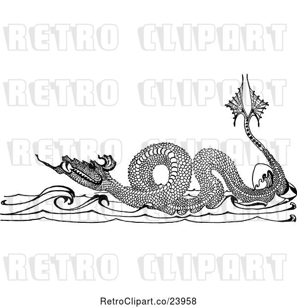 Vector Clip Art of Retro Sea Dragon
