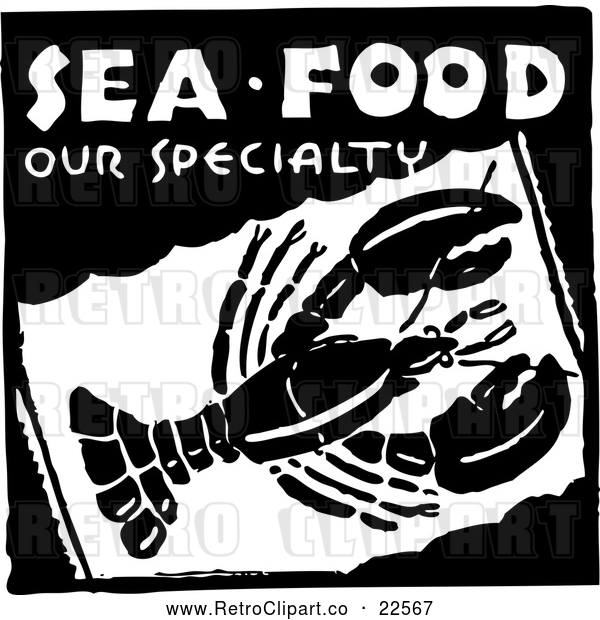 Vector Clip Art of Retro Sea Food Our Specialty Lobster Sign