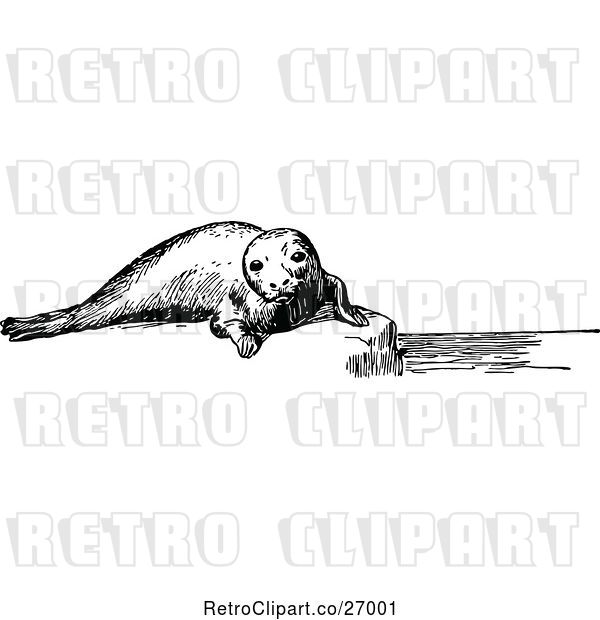 Vector Clip Art of Retro Seal on a Ledge