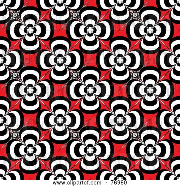 Vector Clip Art of Retro Seamless Background of Flowers on Red