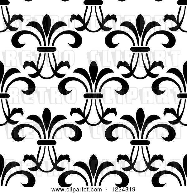 Vector Clip Art of Retro Seamless Background Pattern of Floral Scrolls