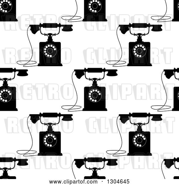 Vector Clip Art of Retro Seamless Background Pattern of Telephones 2