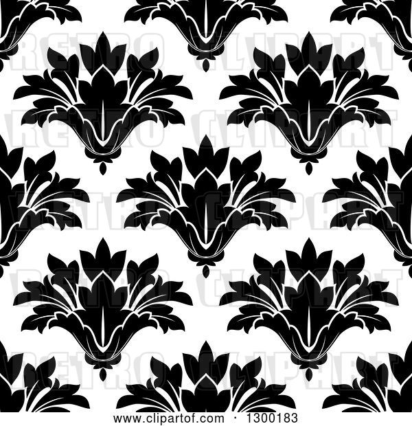 Vector Clip Art of Retro Seamless Floral Background Pattern 3