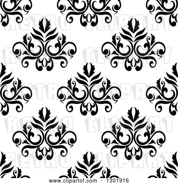 Vector Clip Art of Retro Seamless Floral Background Pattern 4