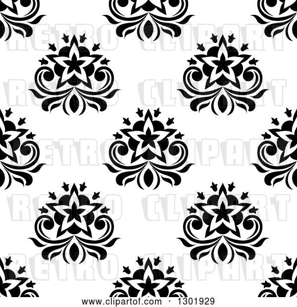 Vector Clip Art of Retro Seamless Floral Background Pattern 5