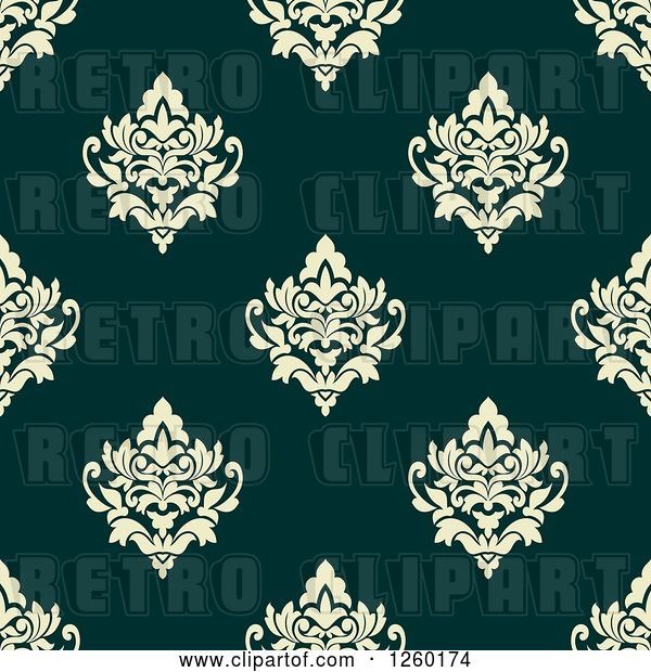 Vector Clip Art of Retro Seamless Pattern Background of Damask Floral