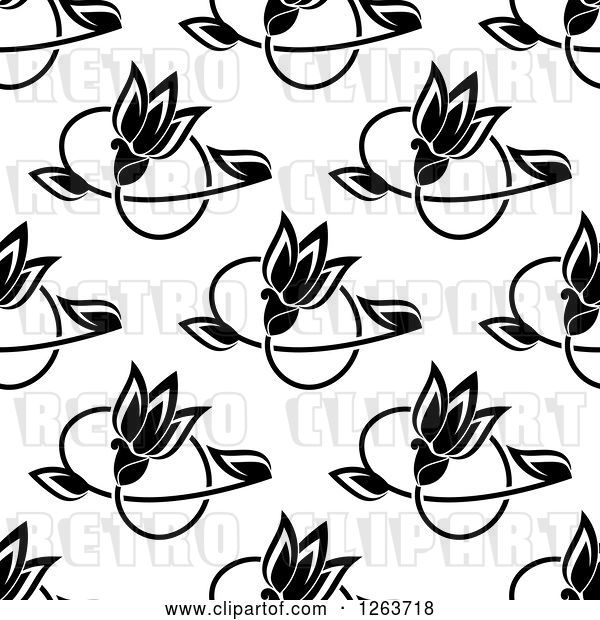 Vector Clip Art of Retro Seamless Pattern Background of Tan Floral