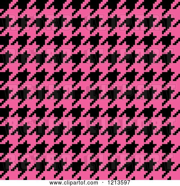 Vector Clip Art of Retro Seamless Pink and Black Houndstooth Pattern