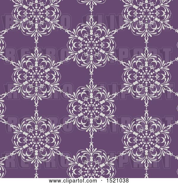 Vector Clip Art of Retro Seamless White and Purple Floral Pattern Background