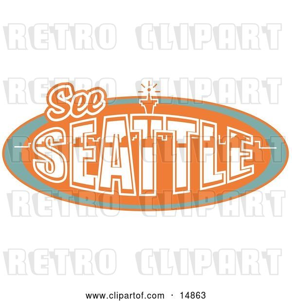 Vector Clip Art of Retro See Seattle Sign with the Space Needle