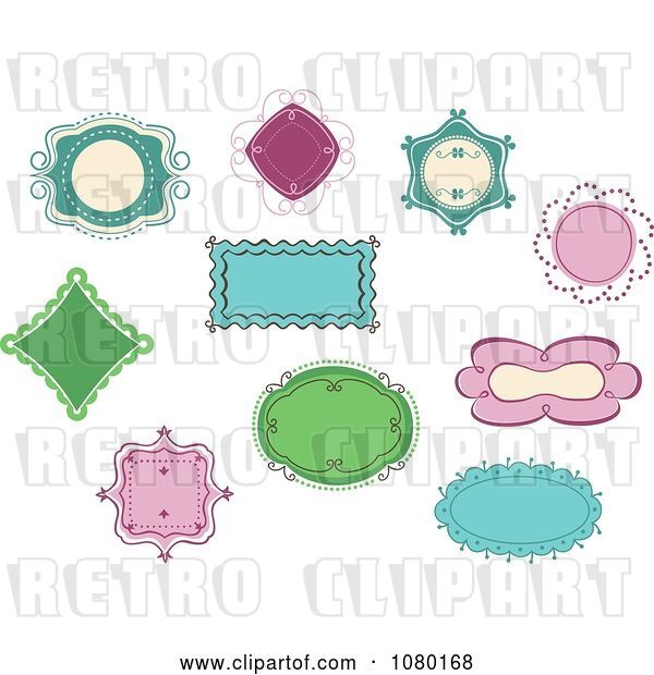 Vector Clip Art of Retro Set of Colorful Frames and Labels