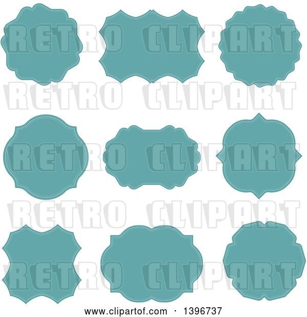 Vector Clip Art of Retro Set of Turquoise Labels