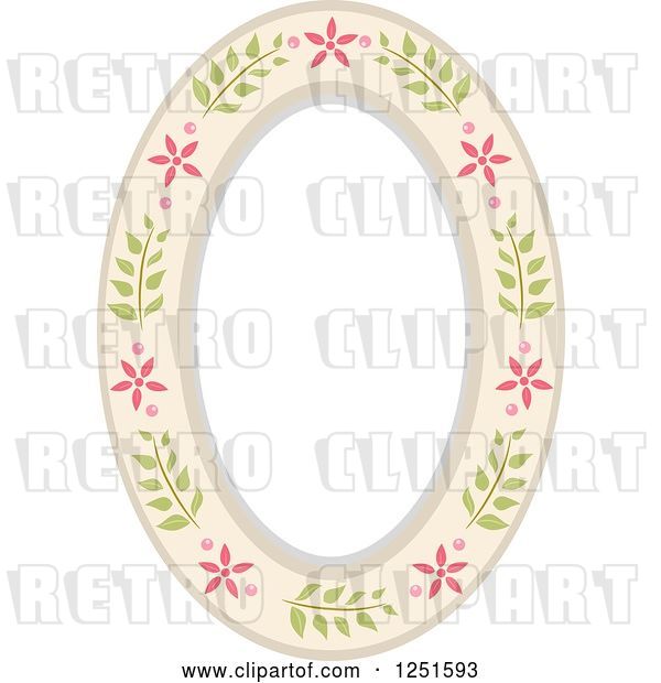 Vector Clip Art of Retro Shappy Chick Oval Floral Frame