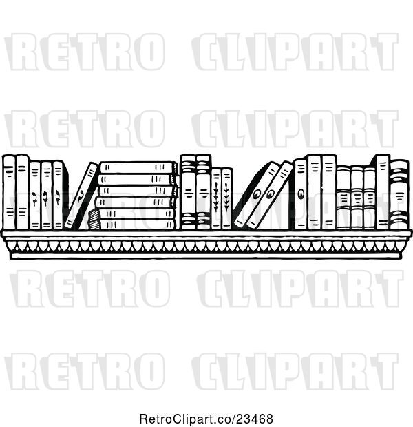 Vector Clip Art of Retro Shelf with Books