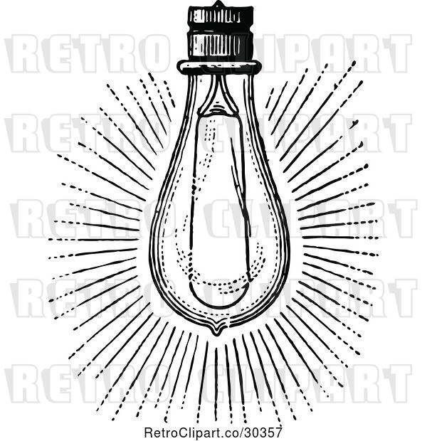 Vector Clip Art of Retro Shining Light Bulb