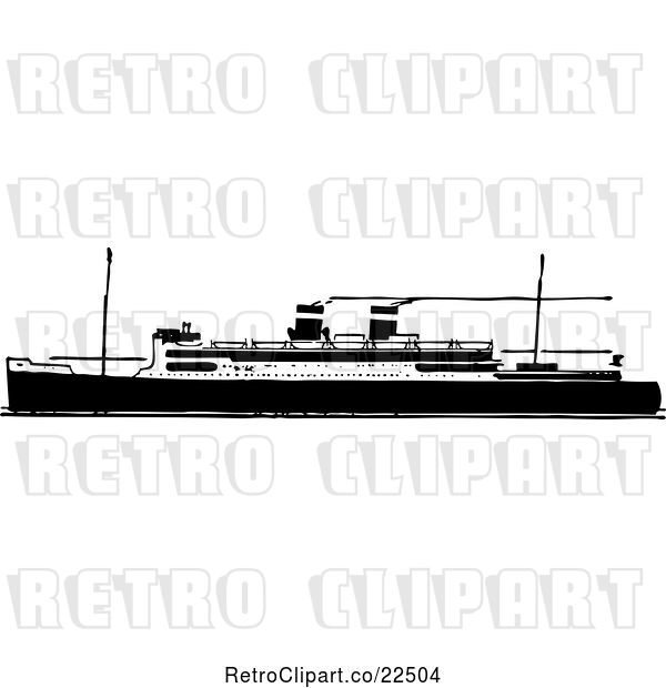 Vector Clip Art of Retro Ship 4