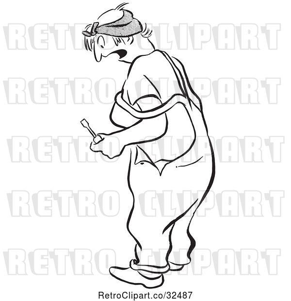 Vector Clip Art of Retro Shocked Worker Lady