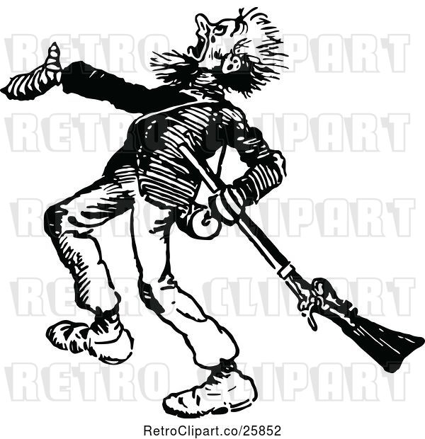 Vector Clip Art of Retro Shouting Guy with a Rifle