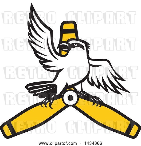 Vector Clip Art of Retro Shrike Bird on a Propeller Blade