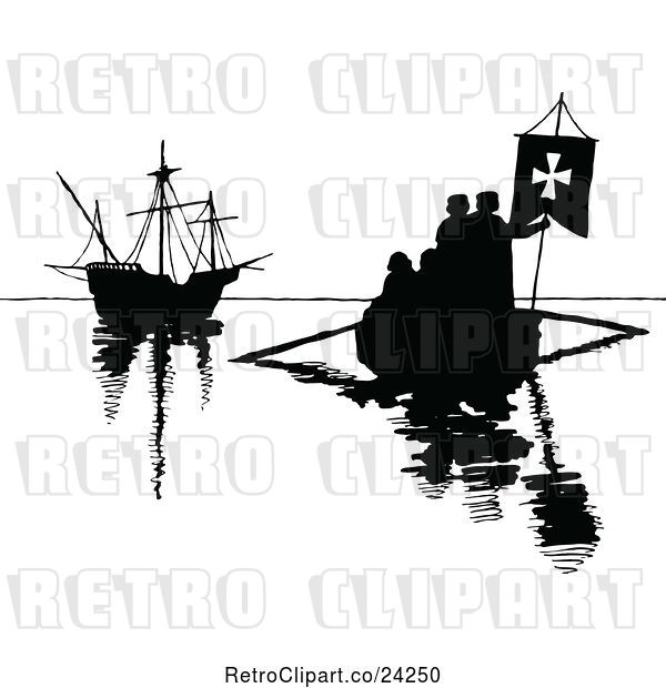 Vector Clip Art of Retro Silhouetted Boats