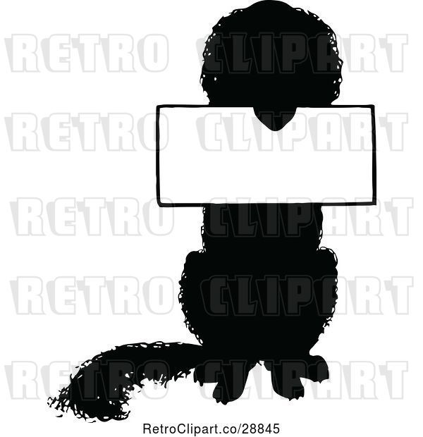 Vector Clip Art of Retro Silhouetted Dog with a Sign