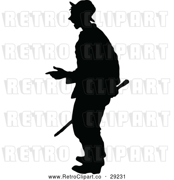 Vector Clip Art of Retro Silhouetted Man 2