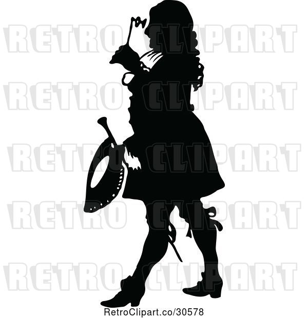 Vector Clip Art of Retro Silhouetted Rich Colonial Guy