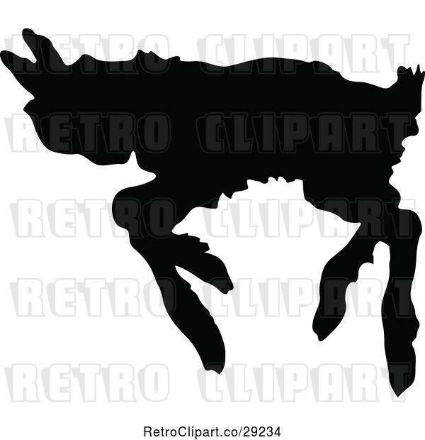 Vector Clip Art of Retro Silhouetted Running Lamb