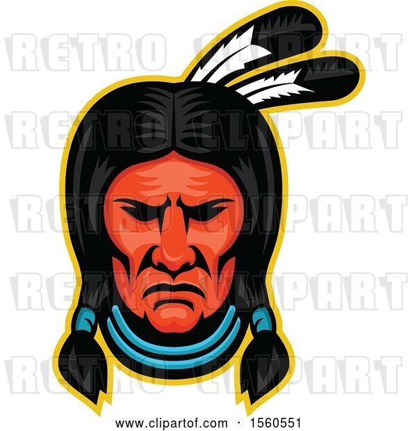 Vector Clip Art of Retro Sioux Native American Indian Chief