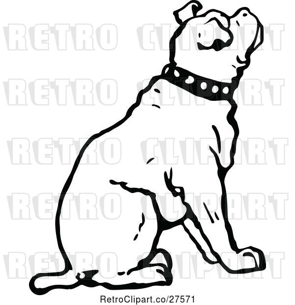 Vector Clip Art of Retro Sitting Dog 2