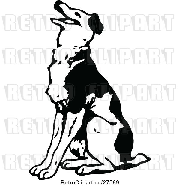 Vector Clip Art of Retro Sitting Dog