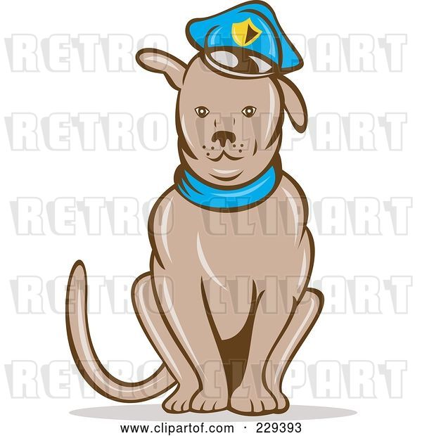 Vector Clip Art of Retro Sitting Police Dog