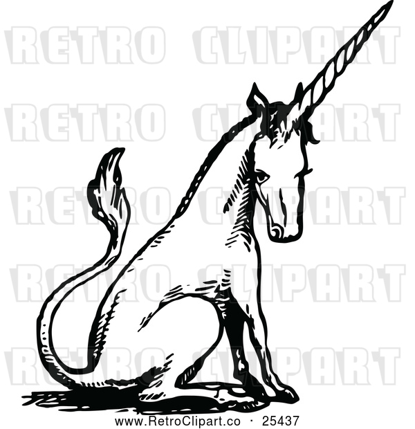 Vector Clip Art of Retro Sitting Unicorn