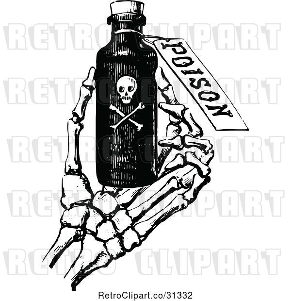 Vector Clip Art of Retro Skeleton Hand Holding Poison