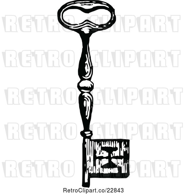 Vector Clip Art of Retro Skeleton Key 2