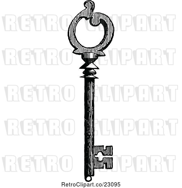 Vector Clip Art of Retro Skeleton Key 3