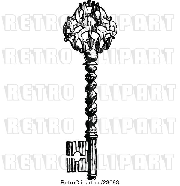 Vector Clip Art of Retro Skeleton Key 4
