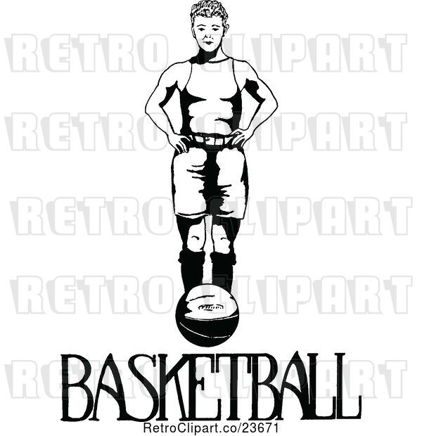 Vector Clip Art of Retro Sketched Basketball Player