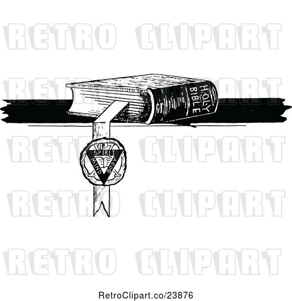 Vector Clip Art of Retro Sketched Bible and Book Mark