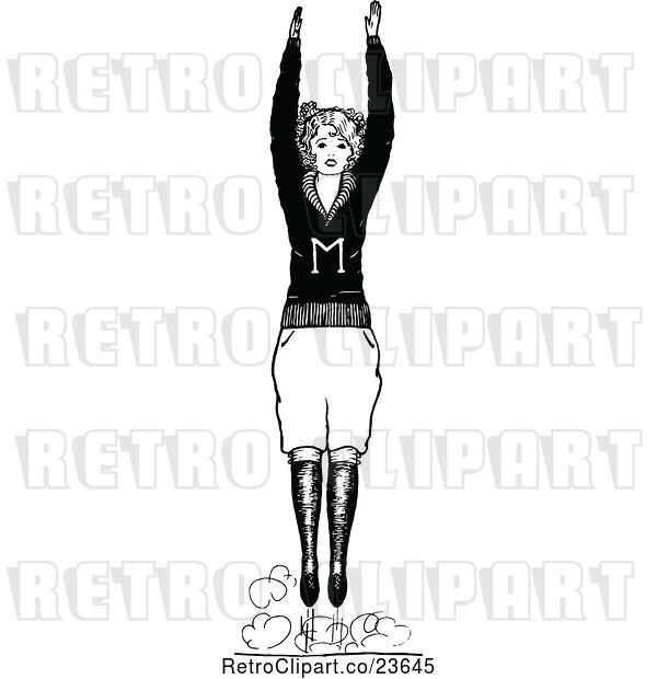 Vector Clip Art of Retro Sketched Cheerleader