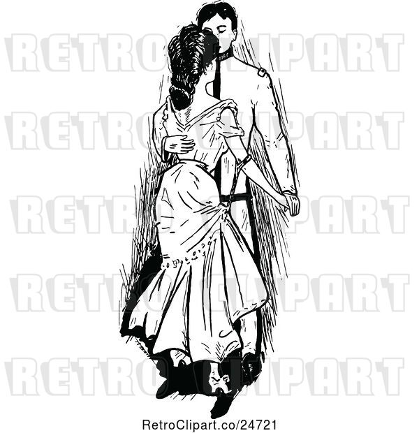 Vector Clip Art of Retro Sketched Couple Dancing