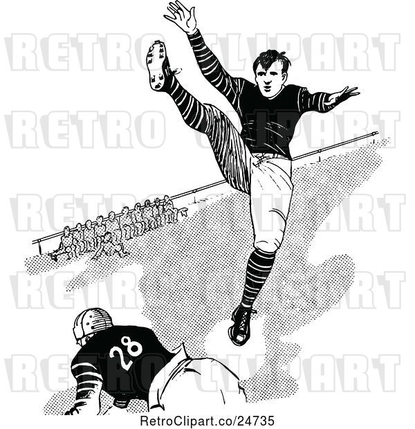 Vector Clip Art of Retro Sketched Football Players