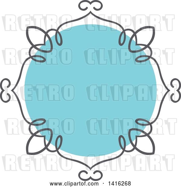 Vector Clip Art of Retro Sketched Gray and Blue Frame Design Element
